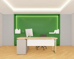 Workspace room with table and chair, shelf and cabinet. 3d rendering photo