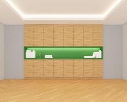 Empty room with table and chair, shelf and cabinet. 3d rendering photo