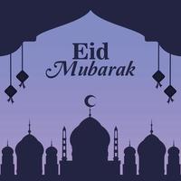 Eid mubarak background with mosque design vector