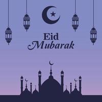 Eid mubarak background with mosque design vector