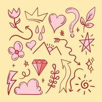 Hand drawn abstract red pink scribble doodle Premium Vector
