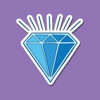 ilustración de doodle de diamante azul dibujada a mano para pegatinas, etc. vector