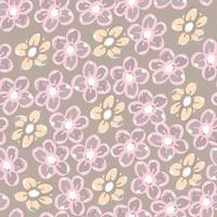 seamless doodle flower pattern background vector