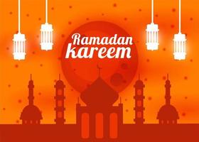 ilustración plana de ramadán kareem con diseño vectorial de mezquita eps10 ideal para tarjetas de felicitación, afiches o cualquier otro propósito relacionado con plano ramadán kareem vector