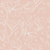 Seamless pattern with magnolia flowers vector