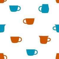 Seamless pattern with cups of coffee illustrations on white background. vector