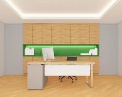 Workspace room with table and chair, shelf and cabinet. 3d rendering photo