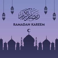 Ramadan Kareem background with mosque design vector