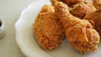 fried chicken with ketchup on plate - unhealthy food video