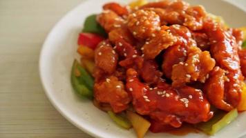 fried crispy chicken with sweet and sour sauce in Korean style video