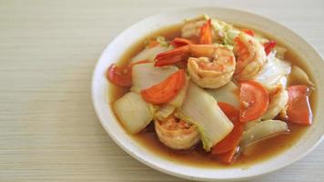 stir-fried Chinese cabbage with shrimps on plate video