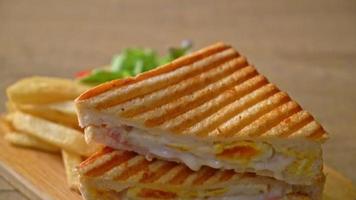 ham cheese sandwich with egg and fries video