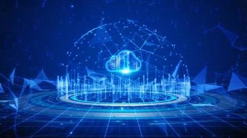 Digital data network connection cloud computing and global communication. 5g high speed connection data analysis. Technology data binary code network conveying connectivity on a blue background. photo