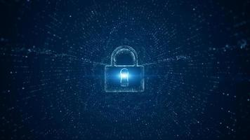 Lock Icon of cyber security. Digital data network protection. High-speed connection data analysis. Technology data binary code network conveying. Future technology digital background concept. photo