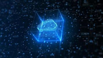 Hi tech Cloud computing and cyber security. Digital data network protection. High-speed connection data analysis. Technology data binary code network conveying. Future technology digital background. photo