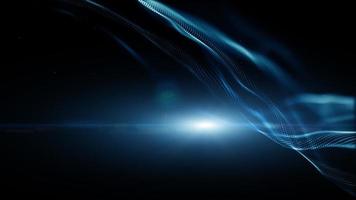 Blue color digital particles wave flow and lighting. Technology abstract background concept. with copy space photo