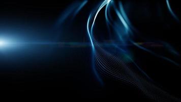 Blue color digital particles wave flow and lighting. Technology abstract background concept. with copy space photo