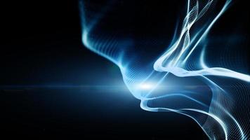 Blue color digital particles wave flow and lighting. Technology abstract background concept. with copy space photo