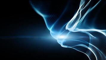 Blue color digital particles wave flow and lighting. Technology abstract background concept. with copy space photo