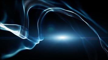 Blue color digital particles wave flow and lighting. Technology abstract background concept. with copy space photo