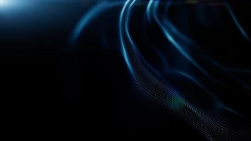 Blue color digital particles wave flow and lighting. Technology abstract background concept. with copy space photo