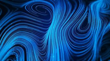 fondo abstracto de color azul, partícula digital y línea. telón de fondo ondulado línea curva y espiral. fondo del ciberespacio digital