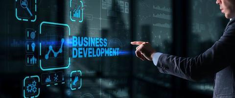 Business Development Planning. Inscription on 3D the virtual screen