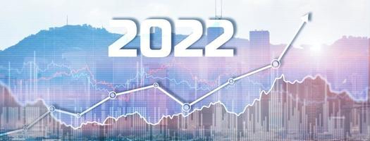 New 2022 year on modern city background. Website Banner photo