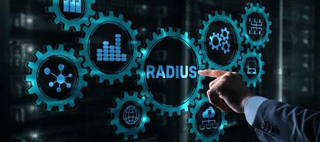 Radius. Remote Authentication in Dial In User Service. Telecommunications Networks Concept photo