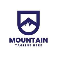 mountain with shield logo design vector