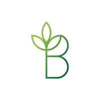 letter B with leaf logo design vector