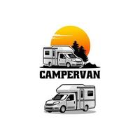 RV caravan - camper van illustration logo vector