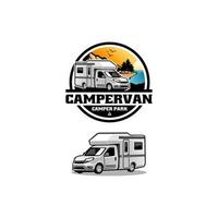 RV caravan - camper van illustration logo vector