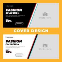 Print Glitch text fashion collection cover design vector