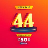 4.4 Shopping day on product podium scene vector illustration for poster, banner, social media and website campaign or promotion. April 4 sales banner template design