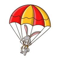 cartoon illustration parachuting bunny vector