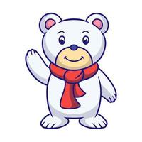 ilustración de dibujos animados oso polar agitando la mano