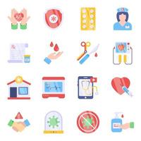 Pack of Medical and Pharmacy Flat Icons vector
