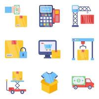 Pack of Logistic Delivery Flat Icons vector