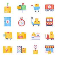 Pack of Parcels Flat Icons vector