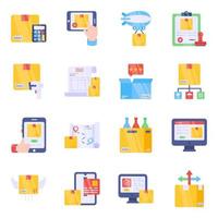 Pack of Logistic and Cargo Flat Icons vector