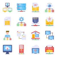 Pack of Data Flat Icons vector