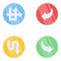 Pack of Directional and Navigational Arrows Flat Icons vector