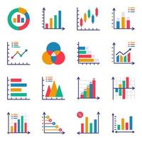 Pack of Graphs Flat Icons vector