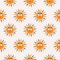 Minimalistic abstract seamless pattern with cute smiling sun vector