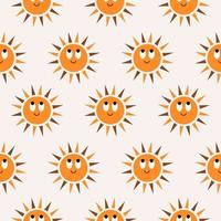 Minimalistic abstract seamless pattern with cute smiling sun vector