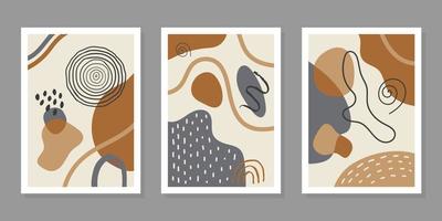 conjunto vectorial moderno de fondos abstractos con formas geométricas coloridas, manchas y líneas. diseño minimalista creativo dibujado a mano para la decoración del hogar, arte mural, redes sociales vector