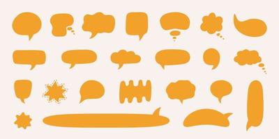 Hand drawn set of yellow empty speech bubbles isolated on pastel background. Modern flat design. Vector illustration