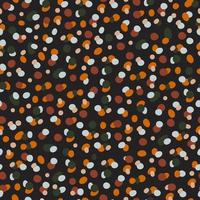 Modern abstract polka dots seamless pattern with colorful hand drawn various small spots on black background. Creative vector design