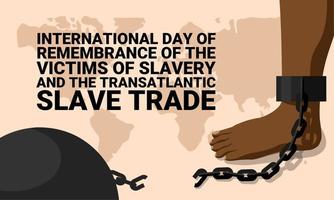 ilustración vectorial de pies con una cadena, como concepto para el día internacional del recuerdo de las víctimas de la esclavitud y la trata transatlántica de esclavos. vector